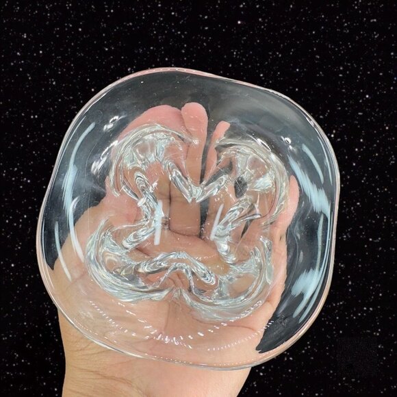 Magnor Norway Clear Glass Bowl Scandinavian Clear Abstract Bowl Dish Centerpiece - Picture 6 of 10